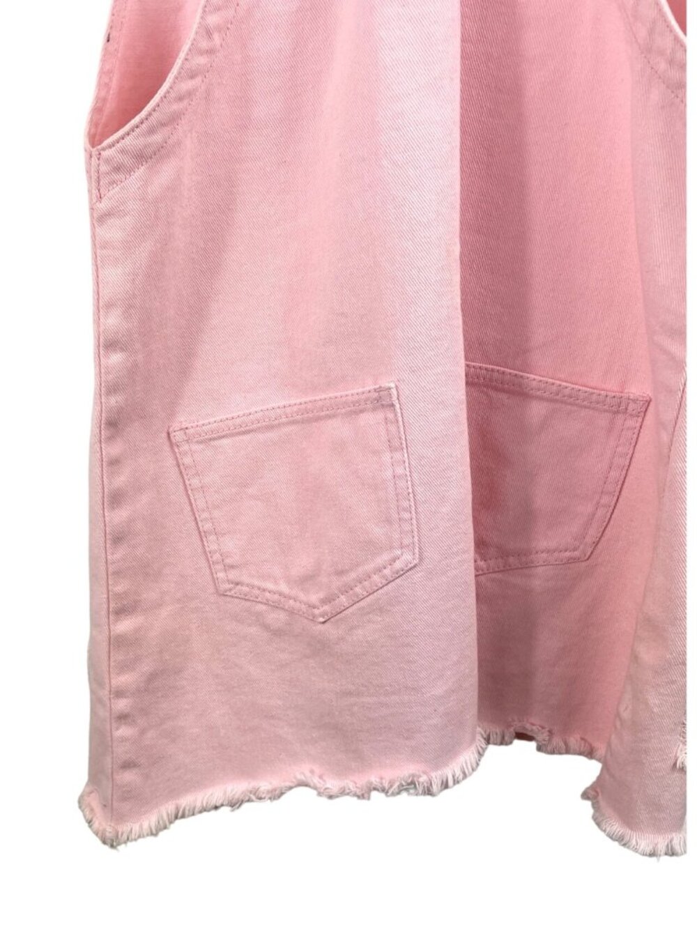 American Bazi Womens SIze Small Pink Casual Distressed Denim Overall Dress - Picture 7 of 10